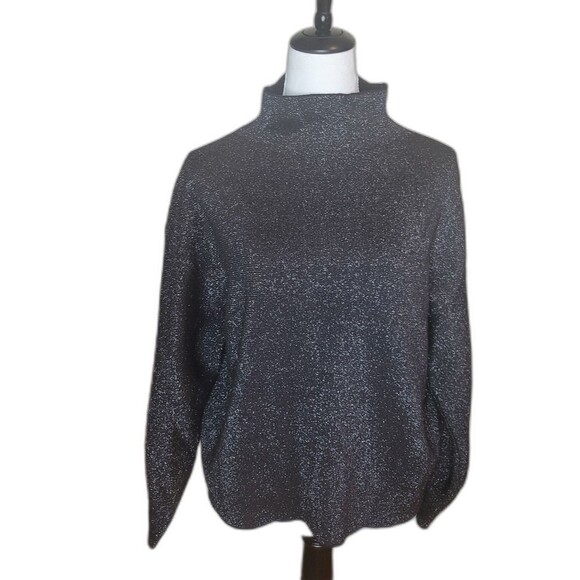 H&M Black Glitter Women Oversized Sweater Size Medium - Picture 1 of 7